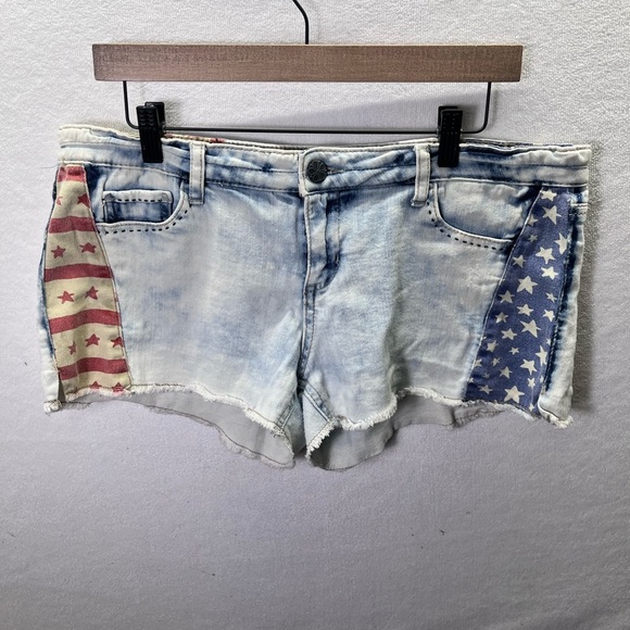 Hippie Laundry USA American Stars & Stripes Jean Shorts Womens 15 juniors 2249 - Picture 1 of 7